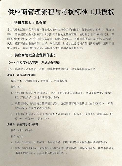 供应商管理流程与考核标准